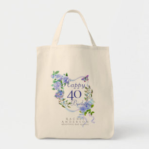 Bolso De Tela Cinta de Rosa Azul Cumpleaños 40