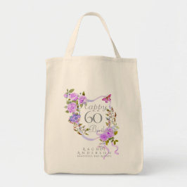Bolso De Tela Cinta de Rosa Púrpura 60 Cumpleaños