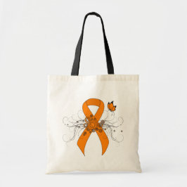 Bolso De Tela Cinta de sensibilización del naranja con mariposa