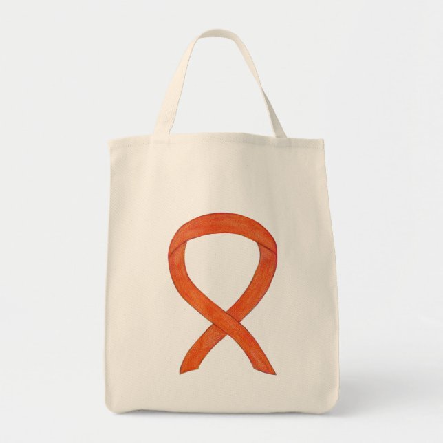 Bolso De Tela Cinta de sensibilización naranja Personalizado Art (Frente)