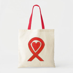 Bolso De Tela Cinta de sensibilización roja Personalizado Art To