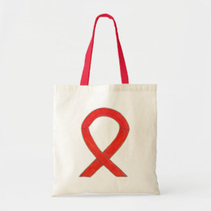 Bolso De Tela Cinta de sensibilización roja Personalizado Art To
