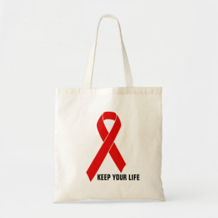 Bolso De Tela Cinta de sensibilización roja + tu mensaje