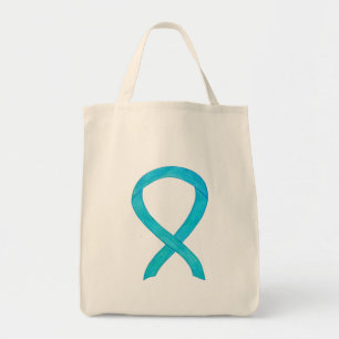 Bolso De Tela Cinta de sensibilización turquesa Personalizado Ar