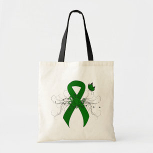 Bolso De Tela Cinta de sensibilización verde con mariposa