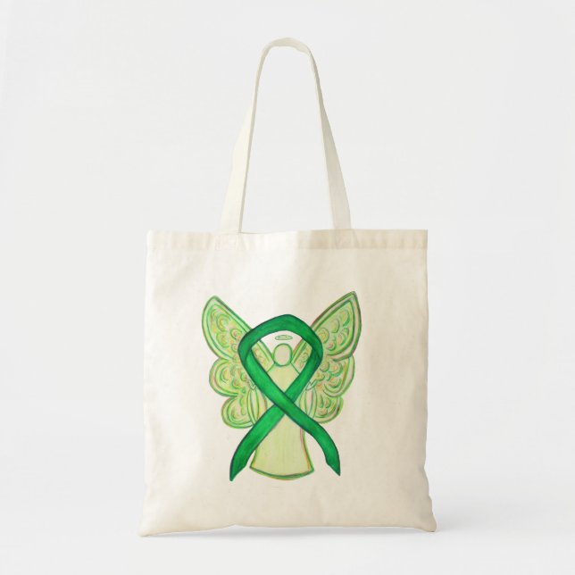 Bolso De Tela Cinta de sensibilización verde Personalizado de ar (Frente)