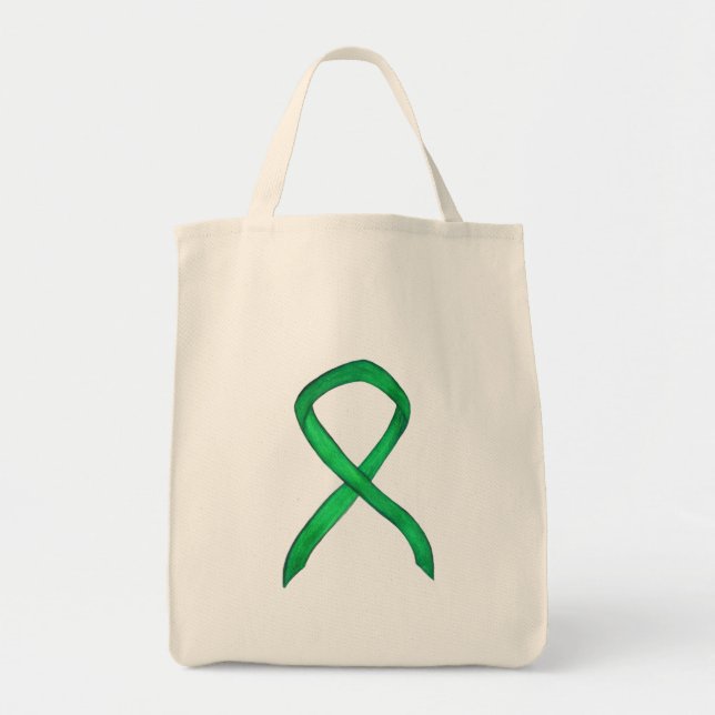Bolso De Tela Cinta de sensibilización verde Personalizado de ar (Frente)