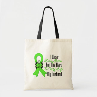 Bolso De Tela Cinta del cáncer del linfoma mi héroe mi marido