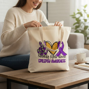 Bolso De Tela Cinta Morada de Conciencia sobre la Epilepsia
