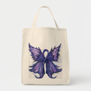 Bolso De Tela Cinta púrpura del cáncer con las alas de la
