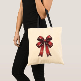 Bolso De Tela Cinta Roja de Coqueta de Navidad con Copos de Niev