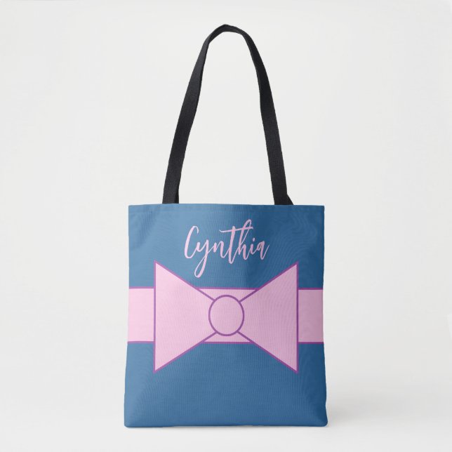 Bolso De Tela Cinta rosa con rosa: (Anverso)