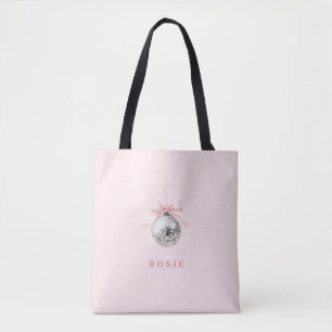 Bolso De Tela Cinta rosa Coquette Disco Ball personalizada