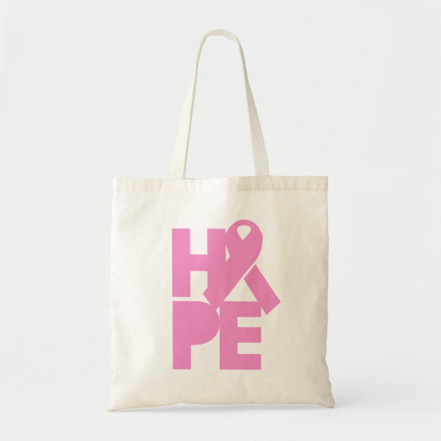 Bolso De Tela Cinta rosa de esperanza (Frente)