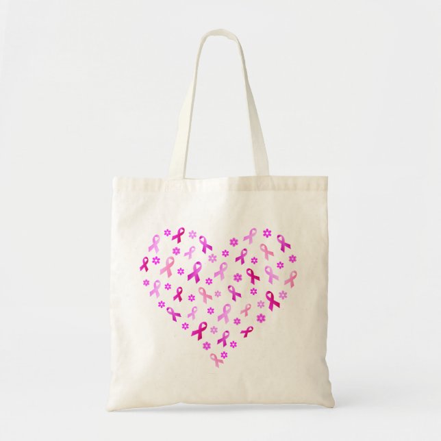 Bolso De Tela Cinta rosa del cáncer de mama (Frente)