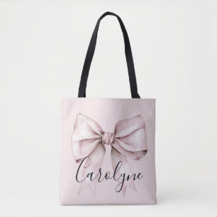 Bolso De Tela Cinta rosa estética coquette Nombre Personalizado
