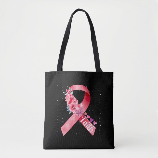 Bolso De Tela Cinta rosa para la toma de conciencia sobre el cán (Anverso)