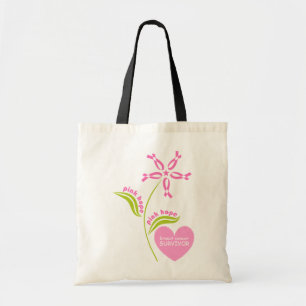Bolso De Tela Cinta rosa Sobreviviente de la Conciencia sobre el