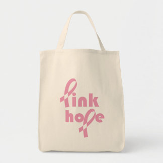 Bolso De Tela Cinta rosada de la esperanza