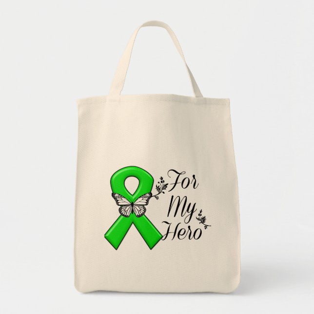 Bolso De Tela Cinta verde de la conciencia para mi héroe (Frente)