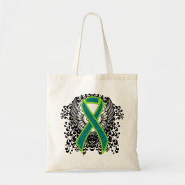 Bolso De Tela Cinta verde verde azulada y tibia con alas