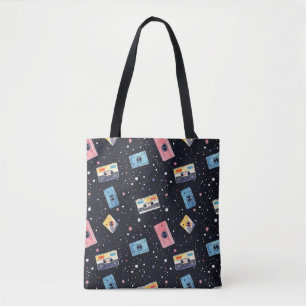 Bolso De Tela Cintas de cassette retro en espacio cósmico
