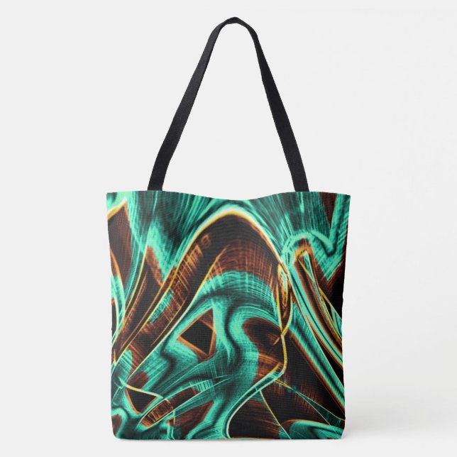 Bolso De Tela Cintas muy retorcidas de aguamarina y de café (Reverso)