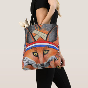 Bolso De Tela Cintillo Patriótico Animal Collage de Zorro Rojo H