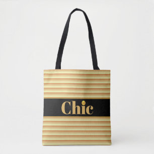 Bolso De Tela Cinturón negro chic en rayas doradas