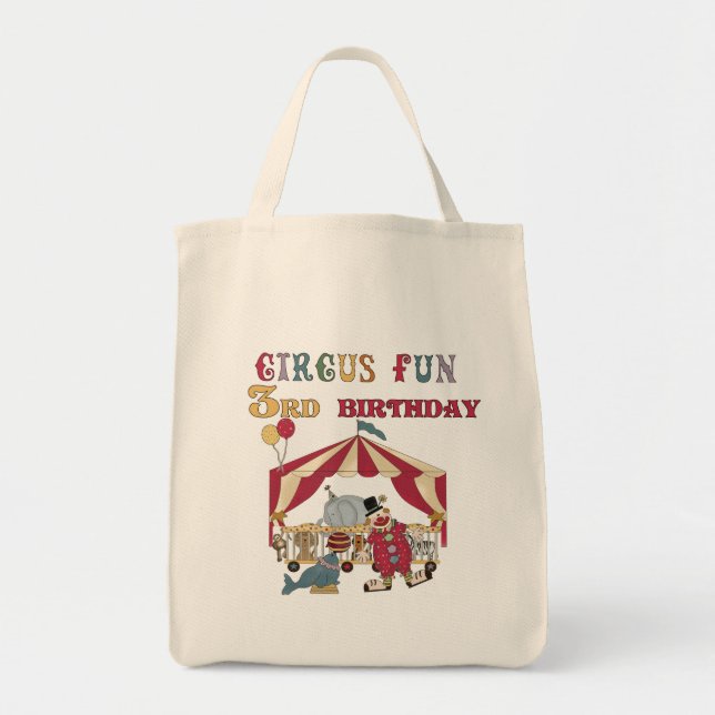 Bolso De Tela Circo 3 camisetas de cumpleaños y regalos (Frente)