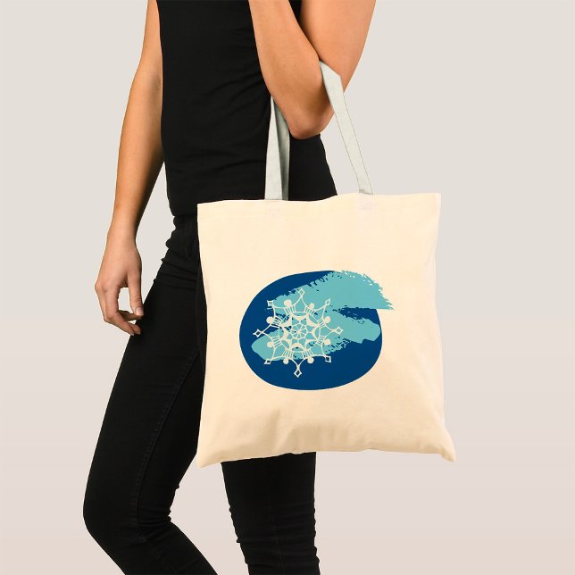 Bolso De Tela Círculo abstracto de copo de nieve azul helado de  (Subido por el creador)
