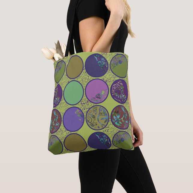 Bolso De Tela Círculo abstracto verde morado (Subido por el creador)