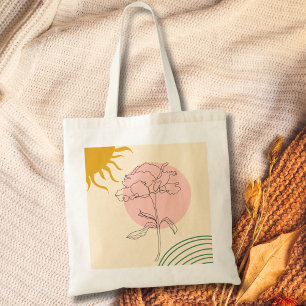 Bolso De Tela Círculo Boho Rosa Rosa y Sol