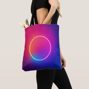Bolso De Tela Círculo de brillo de neón Arte abstracto