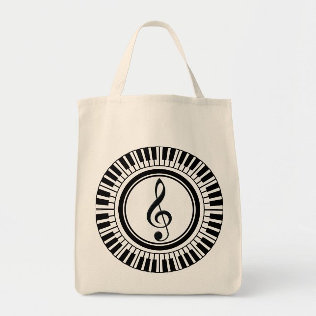 Bolso De Tela Círculo de llaves de piano y tintorería (Frente)