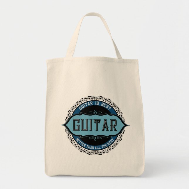 Bolso De Tela Círculo de notas de música de guitarra (Frente)