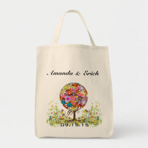 Bolso De Tela Círculo forestal mágico de Boda de árbol de flores