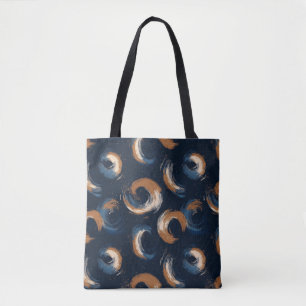 Bolso De Tela Círculo giratorio azul y marrón sobre fondo oscuro