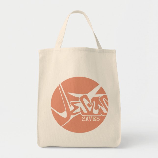 Bolso De Tela Círculo naranja La cruz Jesús salva graffiti (Frente)