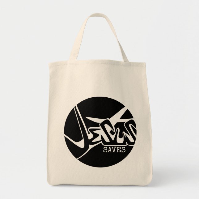 Bolso De Tela Círculo negro Jesús salva graffiti (Frente)