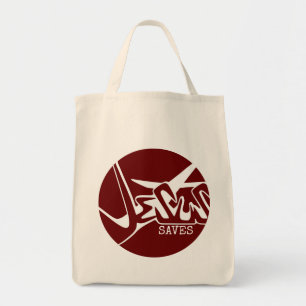 Bolso De Tela Círculo Rojo La Cruz Jesús Salva Grafiti