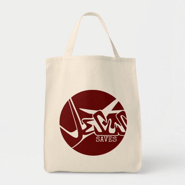 Bolso De Tela Círculo Rojo La Cruz Jesús Salvó El Graffiti (Frente)