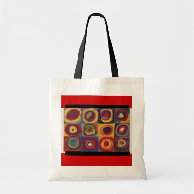 Bolso De Tela Círculos Arte-Kandinsky-Concéntricos y Sq (Frente)