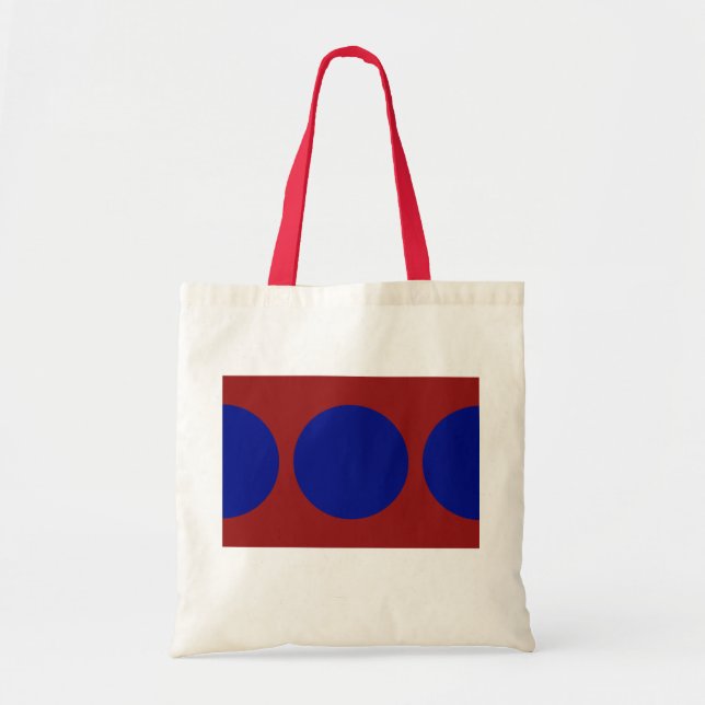 Bolso De Tela Círculos Azules sobre Rojo (Frente)