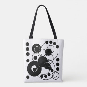 Bolso De Tela Círculos blancos y negros