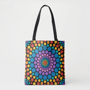 Bolso De Tela ¡Círculos circulares! Tote de monograma multicolor
