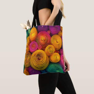 Bolso De Tela Círculos concéntricos multicolores textura abstrac