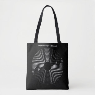 Bolso De Tela Círculos concéntricos negros (Personalizar)