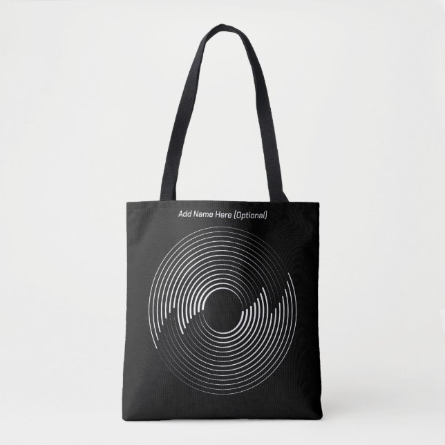 Bolso De Tela Círculos concéntricos negros (Personalizar) (Anverso)