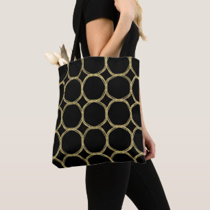 Bolso De Tela Círculos de Oro y Elegante Moderno Chic Negro Esbe